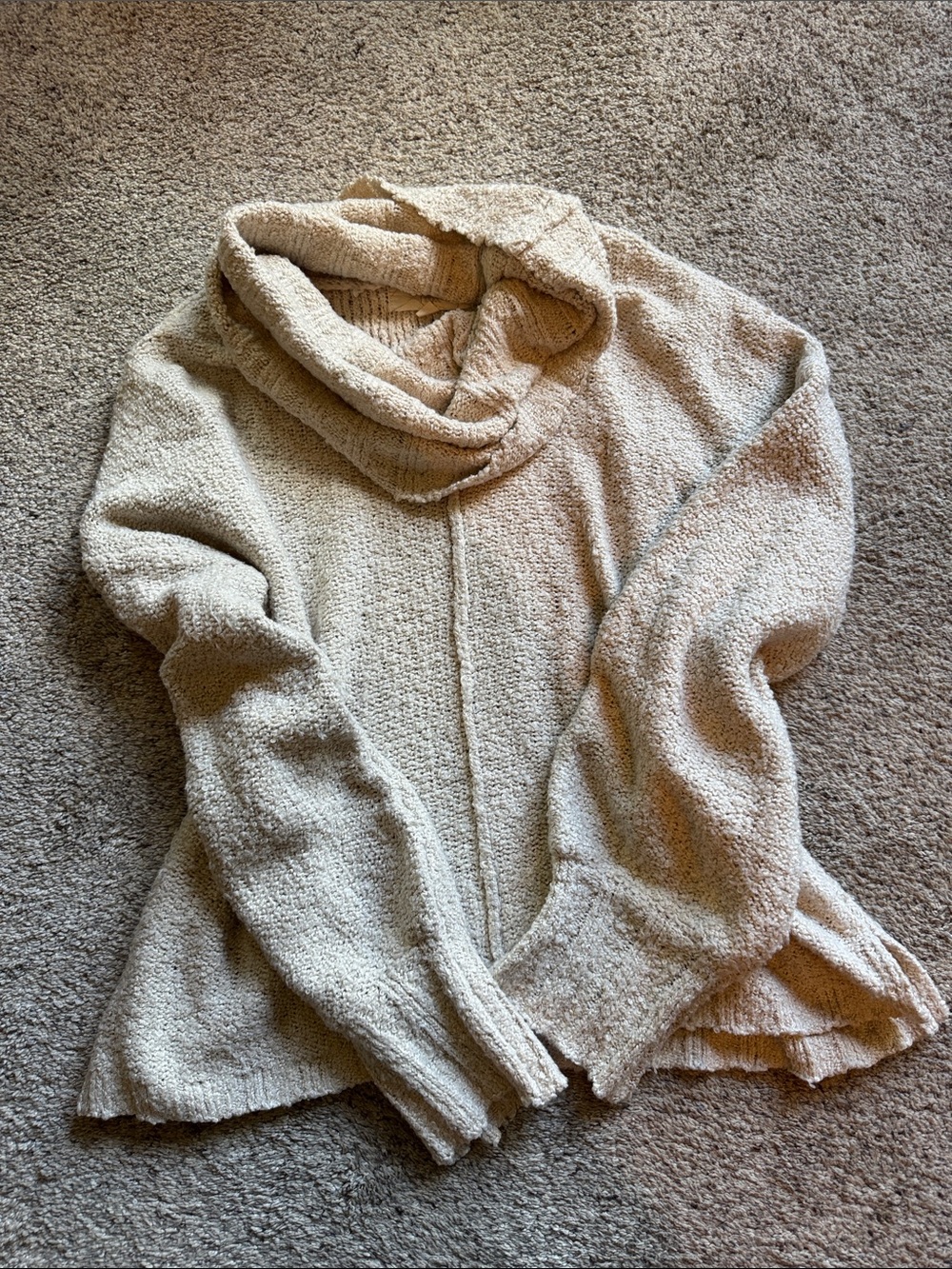 Soft Cream Cowl Neck Sweater - Relaxed Knit Pullover